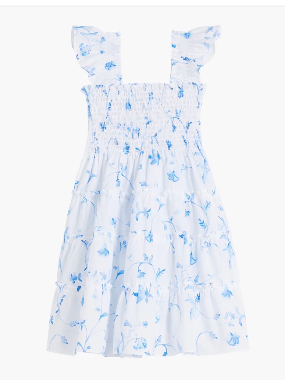 New w Tags! HILL HOUSE HOME Girls Tiny Ellie Nap Dress Blue Botanical Size 5-6Y